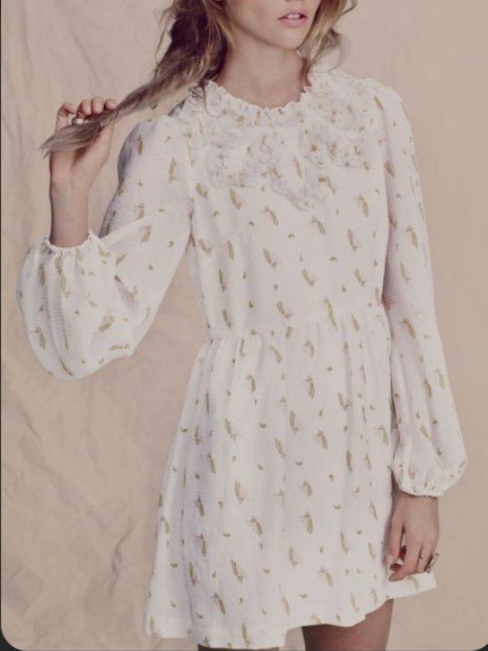 Free People Muted Paisley Long Sleeve Mini Dress - Size 6